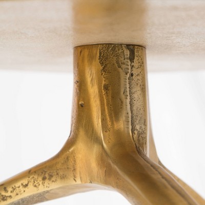 Antique Gold Round Metal Nesting Tables, Set of 2