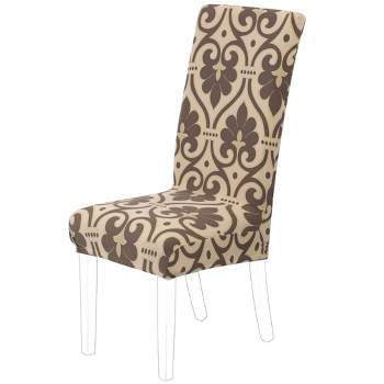 PiccoCasa Polyester Stretch Bar Seat Dining Chair Slipcovers Brown 1 Pc