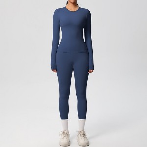 Anna-Kaci Active Women's Long Sleeve Crew Neck Top and High Waist Leggings Set with Slim Fit Design - 1 of 4