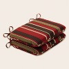 2-Piece Outdoor Reversible Seat Pad/Dining/Bistro Chair Cushion Set - Brown/Red Floral/Stripe - Pillow Perfect - 2 of 4