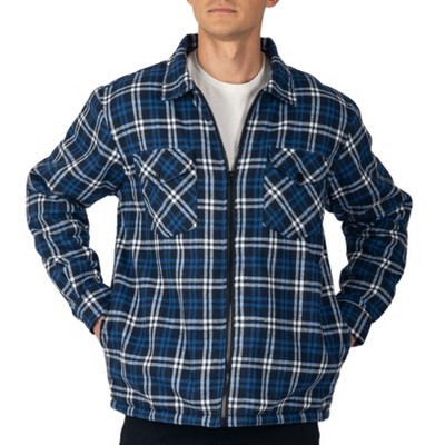 Мужские куртки Alpine Swiss Mens Felix Fleece Lined Flannel Jacket Heavyweight Zip-Up Plaid Shirt Shacket Warm Winter Outerwear BLGY MED — фото 4