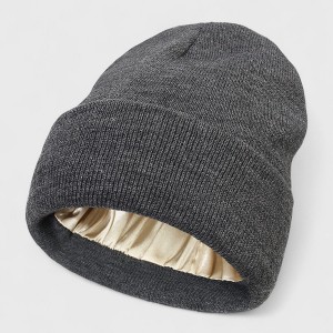 Anna-Kaci Women's Satin Lined Knit Beanie Hat with Folded Cuff for Hair Protection - 1 of 4