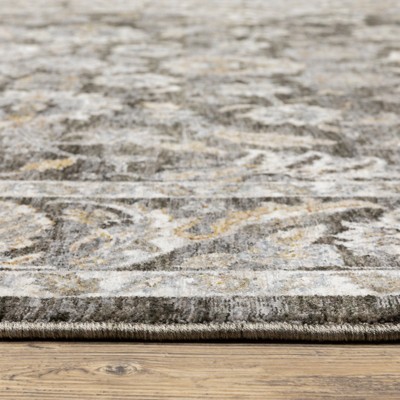 Gray and Ivory Synthetic Rectangular Area Rug 6'7" x 9'6"