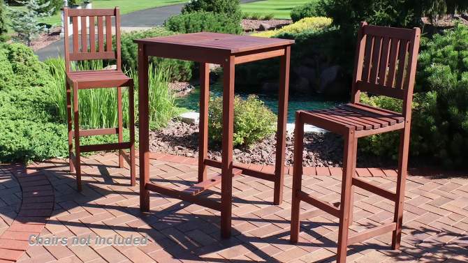 Sunnydaze Outdoor Meranti Wood with Teak Oil Finish Square Patio Tall Bar Height Table - 27" - Brown, 2 of 10, play video