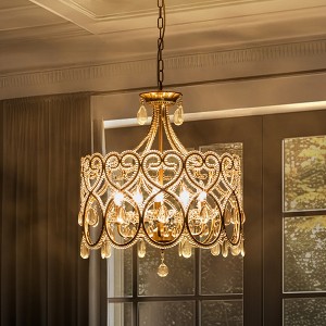 Rennnsan Avintiq 20" W 5 -Light Dimmable Classic Drum Shaded Chandelier in Gold - 1 of 4