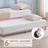 Twin Daybed with Pullout Trundle, Metal Frame Sofa Bed with 6 Casters, No Box Spring Needed - 2 of 4