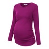 Clearlove Womens Maternity Shirt Fall Long Sleeve Crew Neck T-Shirts Pregnancy Clothes Side Ruched Tunic Tops - 2 of 4