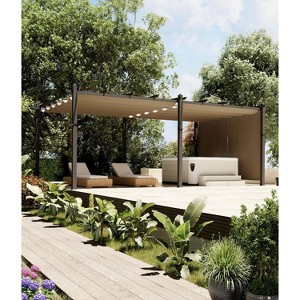 10x20 FT Heavy-Duty Aluminum Pergola, Outdoor Patio Shade with Retractable UV-Resistant Canopy, All-Weather Metal Gazebo for Backyard, Deck - 1 of 4