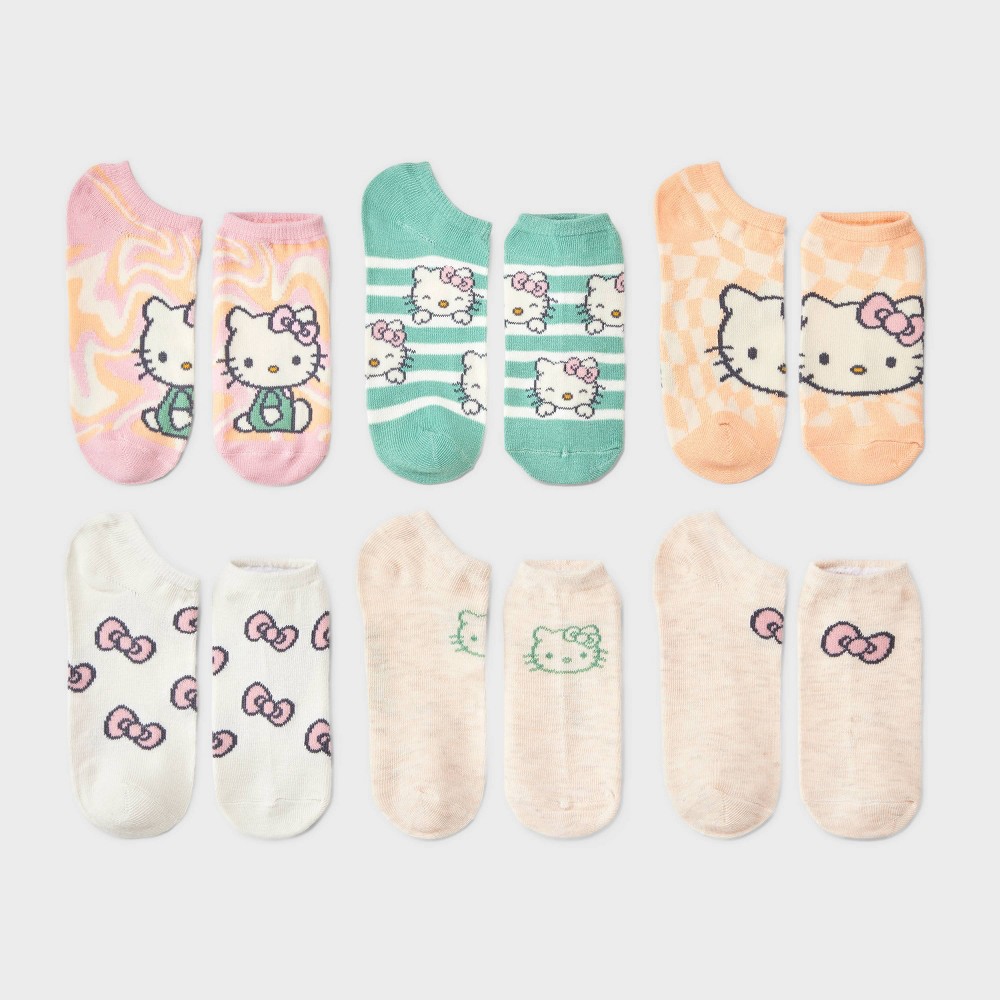 Girls Hello Kitty 6pk No Show Socks