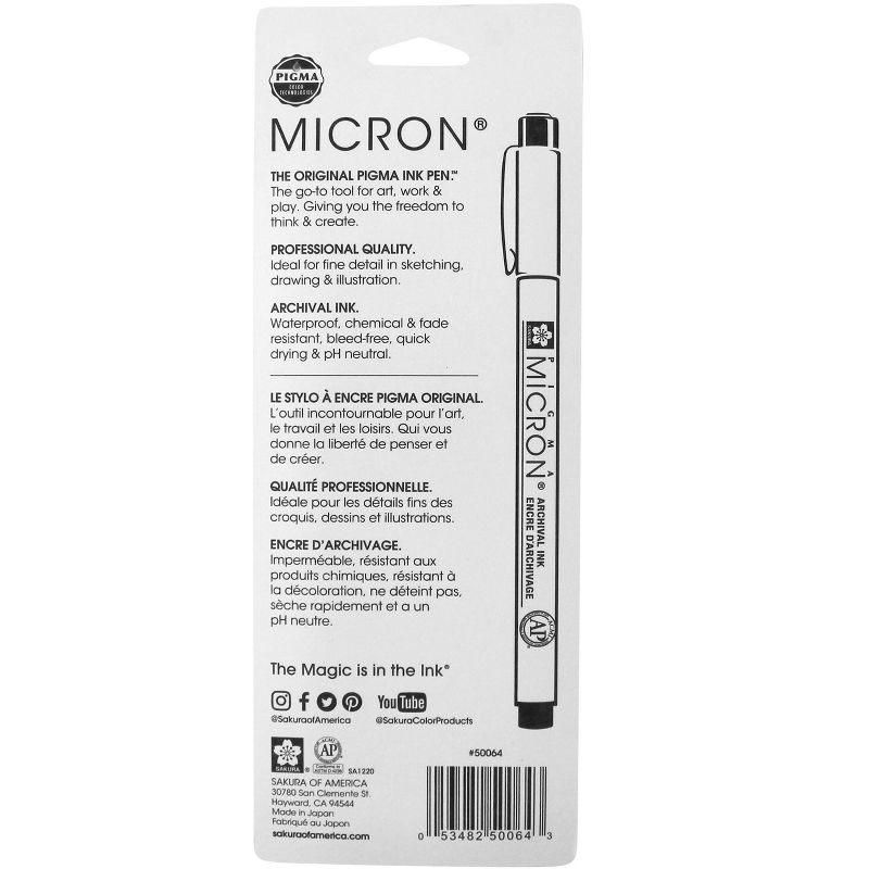 Sakura Pigma Micron Pens, Black, Pack of 3, 2 of 9