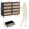 Rattan Dresser with 8 Drawers, Tall Modern Closet with Deep Storage, Large Chest of Drawers with Wide Top, for Bedroom, Living Room - 2 of 4