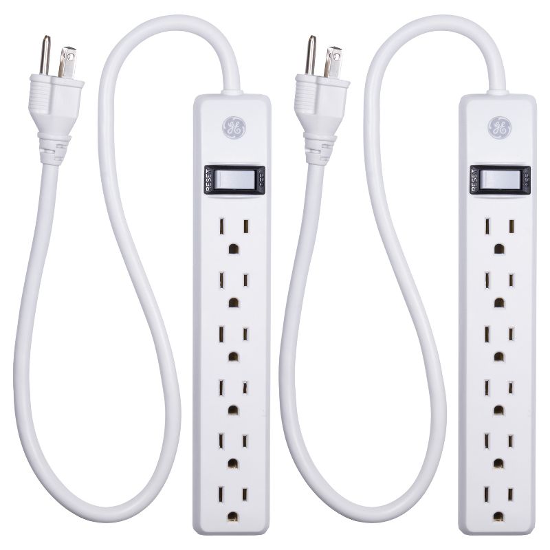 GE 2&#39; Extension Cord with 6 Outlet Power Strip White, 1 of 11