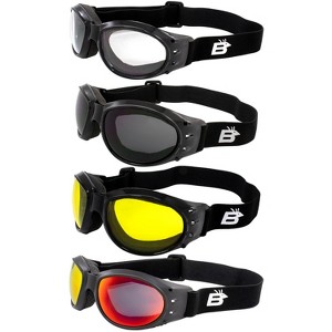 4 Pairs of Birdz Eyewear Eagle Safety Motorcycle Goggles with Clear, Smoke, Yellow, Red Mirror Lenses - 1 of 4