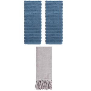 REGALWOVEN 3 Packs Absorbent Soft Solid Cotton Bathroom Hand Towels 14" x 30" - 1 of 4
