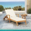Outdoor Acacia Wood Chaise Lounge,Adjustable Chaise Lounge Chair with Wheels and Cushion,Modern Chaise Lounge for Patio Garden-Coolbibila - 2 of 4