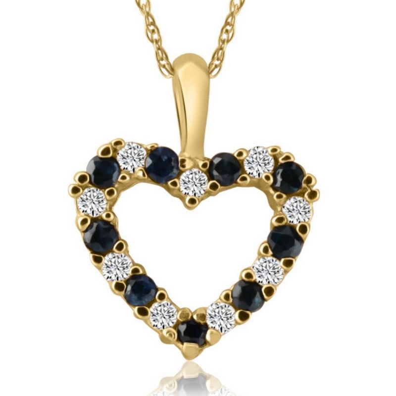 Pompeii3 1/2Ct Blue Sapphire & Diamond Heart Pendant in 14k White, Yellow, or Rose Gold, 1 of 4