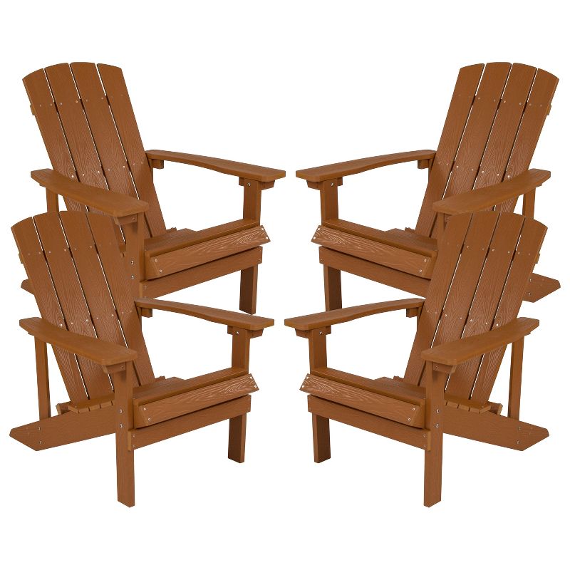 Emma and Oliver 4 Pack Outdoor All-Weather Poly Resin Wood Adirondack Chairs, 1 of 11