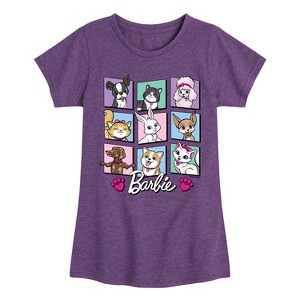 Girls' - Barbie - Pet Grid Fitted Short Sleeve Graphic T-Shirt - 1 of 3