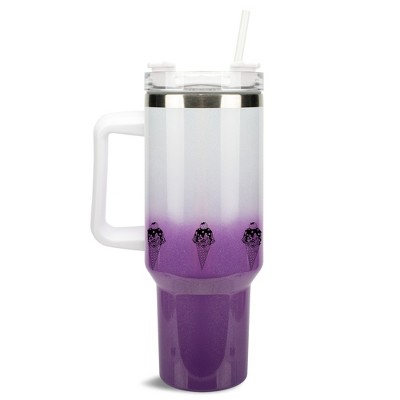 Elanze Designs Ice Cream Cone Treats Dessert 40 oz. Stainless Steel, Large Water Bottle Coffee Mug, Spill & Leak Resistant, Thermal Travel Tumbler