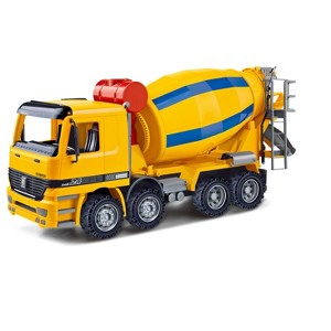 JuzToys 14" Realistic Cement Mixer Truck – Pull-Back Toy with 360° Rotating Mixer for Kids – Yellow - 1 of 4