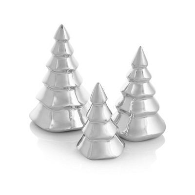 Nambe 3 Mini Christmas Trees Alloy Figurines