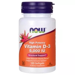 NOW Vitamin D High Potency Vitamin D-3 5,000 Iu Softgel 120ct