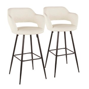 Fixed Faux Leather Contemporary Bar Stool with Low Back and Metal Legs for Home Bar or Kitchen (Set of 2) - 1 of 4