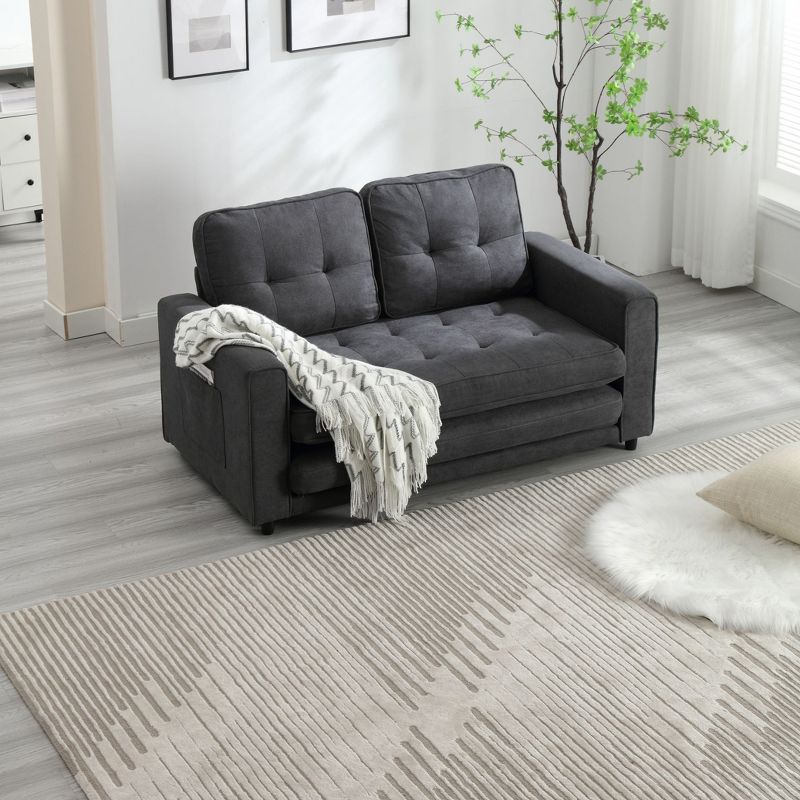 Convertible Folding Futon Sofa Bed, Dark Gray - ModernLuxe, 1 of 13