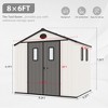YARDSIGHT 8*6 FT Outdoor Storage Shed with Floor and Double Doors for Garden Patio Furniture and Tools,Gray/White - 3 of 4