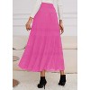 Women's 2025 Boho Chiffon Maxi Skirt - Flowy Pleated A-Line Long Skirt with Elastic Waist Hot Pink1 - 2 of 4