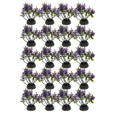 Unique Bargains Aquarium Plastic Plants for Fish Tank Landscape Decoration Purple 20 Pcs