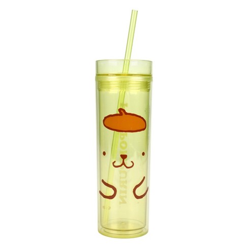 My Melody Character Face & Bow 16 Oz Transparent Pink Slim Acrylic Travel  Cup With Straw