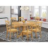 HomeStock 7-Pc Natural Oak Finish Solid Wood Top Dining Table with 6 Chairs - 2 of 4
