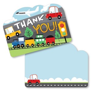 Big Dot of Happiness Cars, Trains, and Airplanes - Shaped Thank You Cards - Transportation Birthday Party Thank You Note Cards with Envelopes - 12 Ct - 1 of 4
