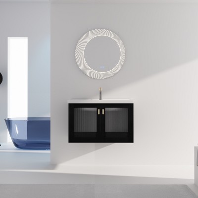 Vynxaria 32-Inch Wall-Mounted Bathroom Vanity with Sink, Designed for Small Bathrooms with Style and Functionality