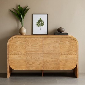 Leovsnove Retro Curved Sideboard Buffet Cabinet Accent Cabinet with 4 Doors & Rebound Device, Storage Cabinet with Adjustable Shelves - 1 of 4