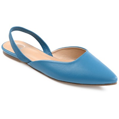 Journee Collection Womens Mallorca Pull On Almond Toe Sling-Back Flats Blue 6