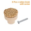 Unique Bargains Rattan Wood Handmade Dresser Cabinet Knobs with Screws - 3 of 4