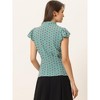 INSPIRE CHIC Women's Polka Dots Tie V Neck Flutter Cap Sleeve Blouse - 4 of 4