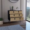 29" H Chipboard dressers with Three Drawers, Hairpin Legs, and Metal Accents - 2 of 4