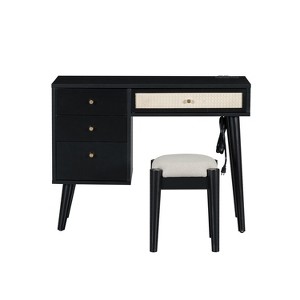 Bella Depot Wooden Makeup Vanity Set (No Mirror) with Stool - 1 of 4