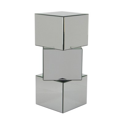XL Silver Mirrored Glass Pedestal Display Stand