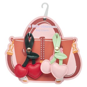 A Little Obsessed 2pk Girl's Cute Heart Cherry Bestie Bag Charms for Backpacks & Purses - 1 of 3