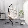 Hanging Chair With Stand, Patio Egg-Shaped Swing Chair With Cushion, Indoor Rocking Chair, Outdoor Hammock Egg-Shaped Chair-Cuddlewood - 2 of 4