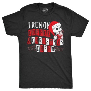 Mens Funny T Shirts I Run On Coffee And Christmas Cheer Sarcastic Xmas Graphic Tee For Men - Crazy Dog Men's T Shirt - 1 of 4