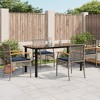 vidaXL 5 Piece Patio Dining Set with Cushions Gray Poly Rattan - 63" Table Length Round Leg 4 Chairs - 2 of 4