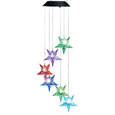 Collections Etc Solar Powered Color-Changing Star Garden Mobile 5 X 5 X 31.5