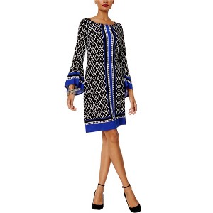 I.N.C International Concepts Womens Printed A-line Dress, Black, Medium - 1 of 1