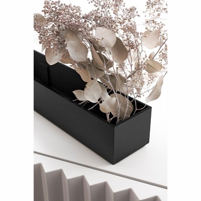 Black Plastic-Stone Composite Rectangular Planter Box