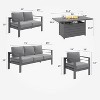 Heynemo Aluminum Patio Furniture Set with Fire Pit Table, 5 Piece Outdoor Furniture with Cushions for Balcony, Front Porch, and Backyard - 3 of 4